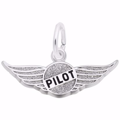 Picture of Pilot's Wings Charm Pendant - Sterling Silver