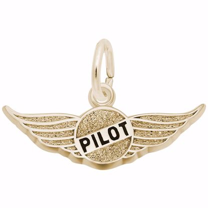 Picture of Pilot's Wings Charm Pendant - 14K Gold
