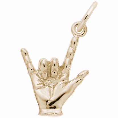 Picture of I Love You Hand Sign Charm Pendant - 14K Gold