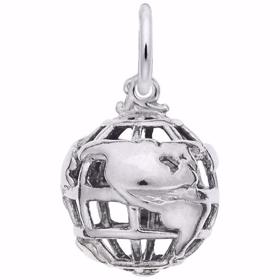 Picture of Globe 3D Charm Pendant - Sterling Silver