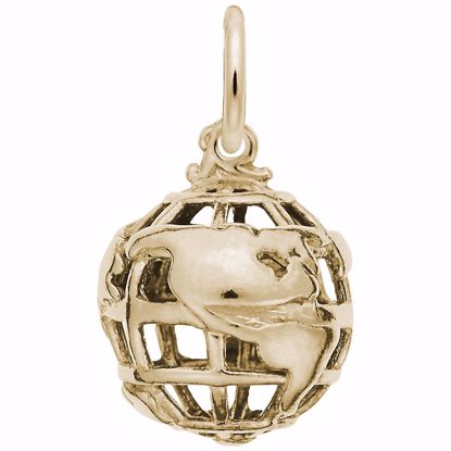 Picture of Globe 3D Charm Pendant - 14K Gold