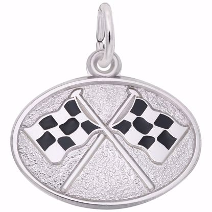 Picture of Flags Crossed Charm Pendant - Sterling Silver