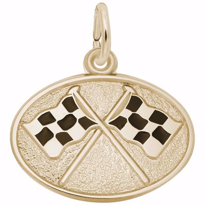 Picture of Flags Crossed Charm Pendant - 14K Gold