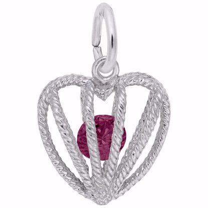 Picture of 07 Heart Birthstone Jul Charm Pendant - Sterling Silver