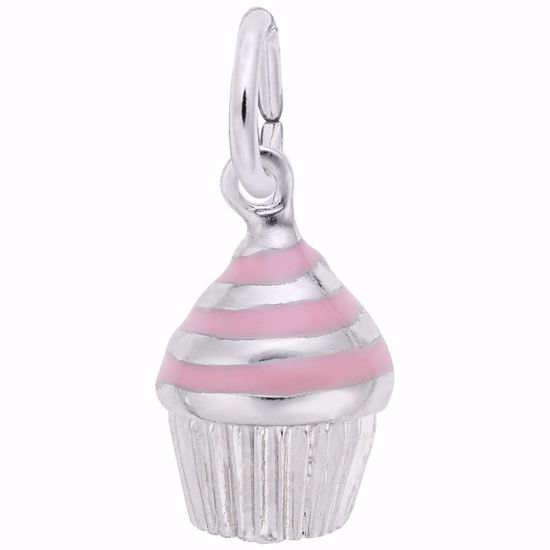 Picture of Cupcake - Pink Icing Charm Pendant - Sterling Silver