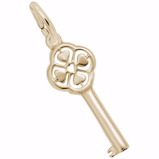 Picture of Key 4 Heart Charm Pendant - 14K Gold