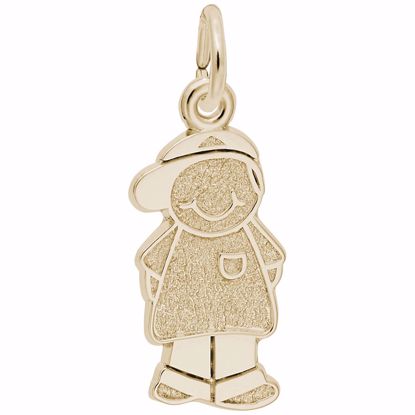 Picture of Boy W/Baseball Cap Charm Pendant - 14K Gold