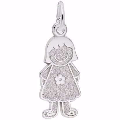 Picture of Girl W/Dress & Flower Charm Pendant - Sterling Silver