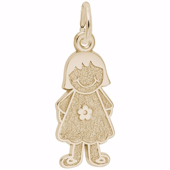 Picture of Girl W/Dress & Flower Charm Pendant - 14K Gold