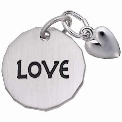 Picture of Love Tag W/Heart Charm Pendant - Sterling Silver