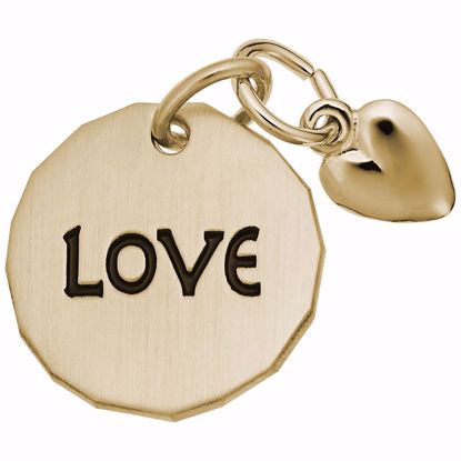 Picture of Love Tag W/Heart Charm Pendant - 14K Gold