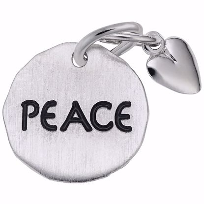 Picture of Peace Tag W/Heart Charm Pendant - Sterling Silver